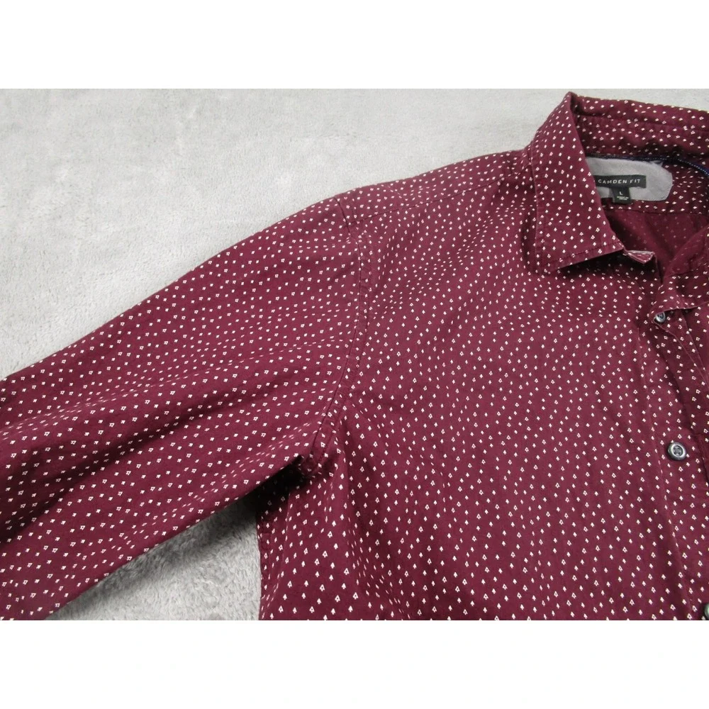 Banana Republic Shirt Mens Large Red Geometric‎ Button Down Long Sleeve Preppy